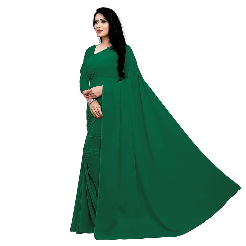 Sidhidata ساري سيدي داتا النسائي الباكستاني الأخضر من جورجيت مع قطعة بلوزة غير مخيطة - Image 2