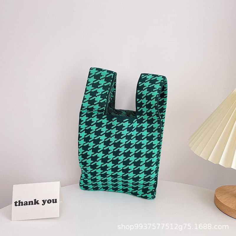 2024 Happy New Girl Two-Color Striped Knitted Portable Shoulder Bag Easiest For Match Fashion Personality Rest Trbottomy Bag - Image 3