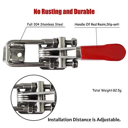 CUKAYO 2pcs Heavy Duty Toggle Clamp Capacity 400LBs, 304 Stainless Steel Adjustable U Bolt Holding Quick Release Latch (40323-2pcs) - Image 3