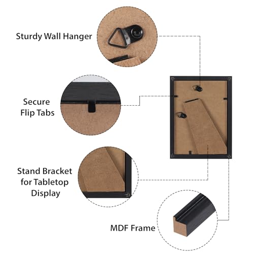HORLIMER 4x6 Picture Frame Set of 15, Black Picture Frames Display 4 by 6 Photo for Wall or Tabletop - Image 5