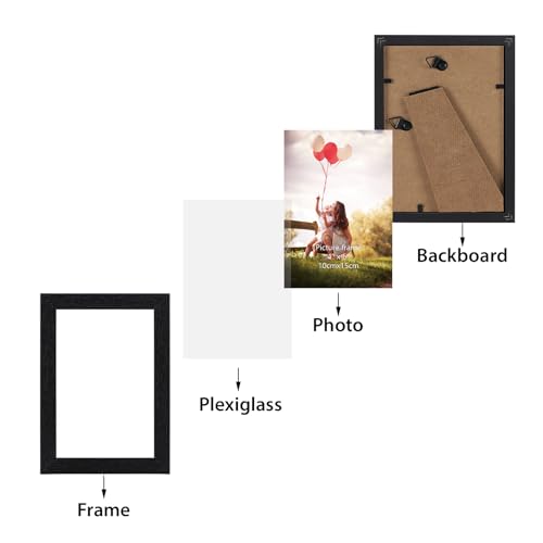 HORLIMER 4x6 Picture Frame Set of 15, Black Picture Frames Display 4 by 6 Photo for Wall or Tabletop - Image 4