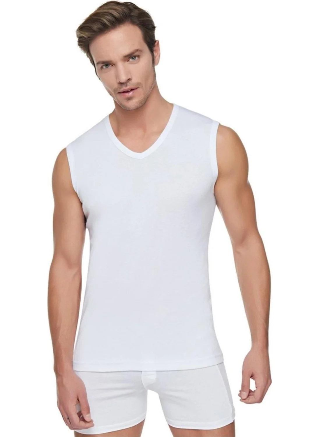 Tutku 401 Men's V-Neck Ribbed Sports Undershirt Undershirt