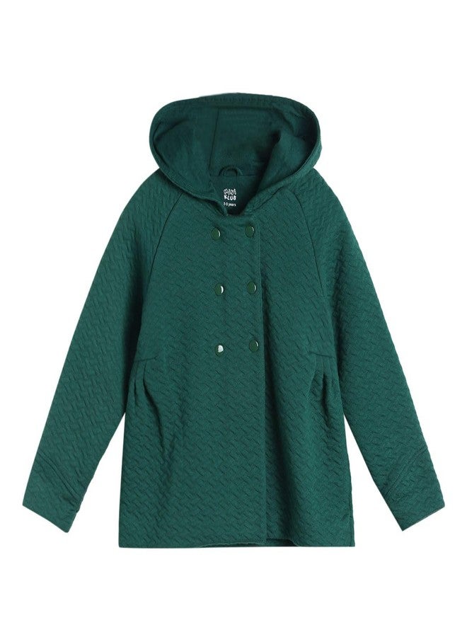 miniklub Baby Hooded Full Sleeve Knitted Cotton Green Color Jacket (3-6M) - Image 1