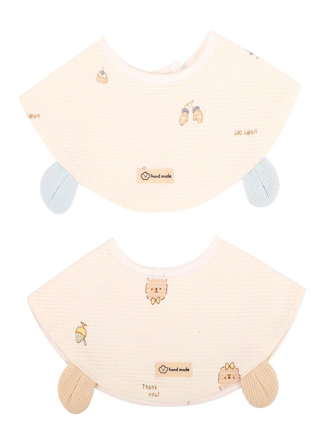 Nuluv Baby Bibs, Soft, Hypoallergenic, Snap Button Bibs for Newborns 0+ Months, Eco-Friendly, Super Absorbent, Made with 100% Organic Cotton, Multi Color on Off-White Base, Pack of 2 - Image 1