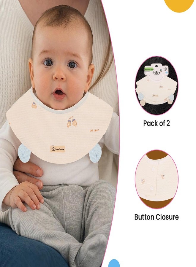 Nuluv Baby Bibs, Soft, Hypoallergenic, Snap Button Bibs for Newborns 0+ Months, Eco-Friendly, Super Absorbent, Made with 100% Organic Cotton, Multi Color on Off-White Base, Pack of 2 - Image 4