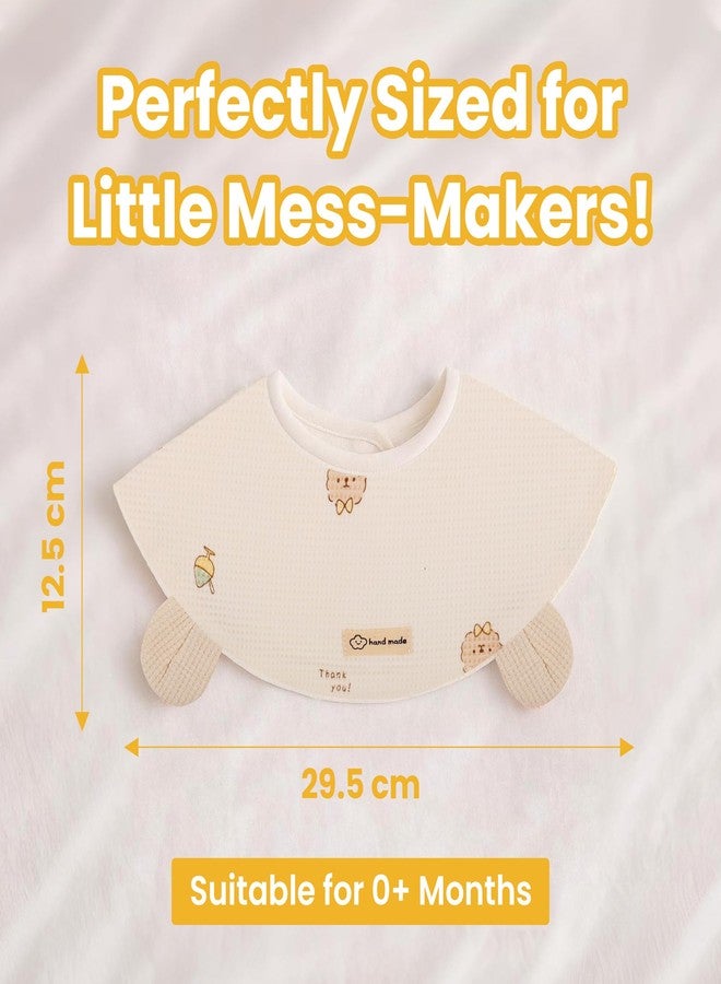 Nuluv Baby Bibs, Soft, Hypoallergenic, Snap Button Bibs for Newborns 0+ Months, Eco-Friendly, Super Absorbent, Made with 100% Organic Cotton, Multi Color on Off-White Base, Pack of 2 - Image 3