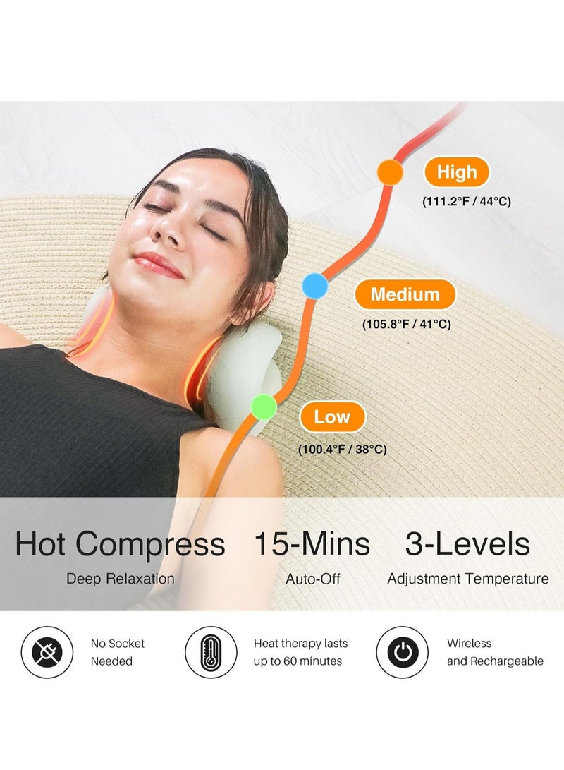 Generic Wireless Heated Neck and Shoulder Stretcher Pillow, 2-in-1 Cervical Traction & Pain Relief Device with C-Shaped Arch, Dual Traction Angles & 3-Level Adjustable Heat for Ultimate Relaxation  - Image 4