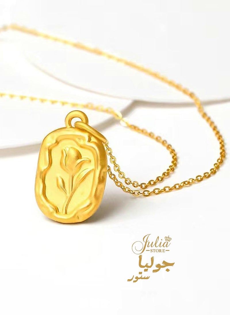 Julia Store 18K Gold Plated Stainless Steel Tulip Love Icon Medallion Eternal Love Hypoallergic Trendy Dainty Pendant Necklace - Image 1
