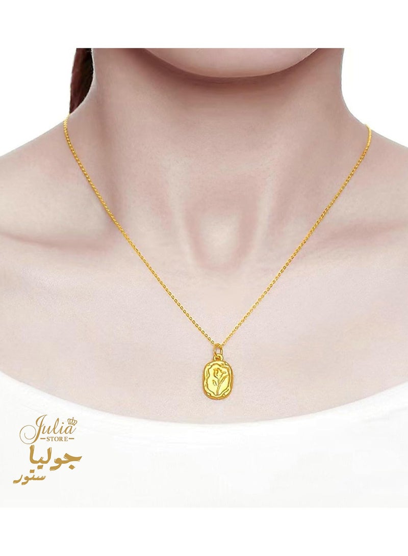 Julia Store 18K Gold Plated Stainless Steel Tulip Love Icon Medallion Eternal Love Hypoallergic Trendy Dainty Pendant Necklace - Image 3