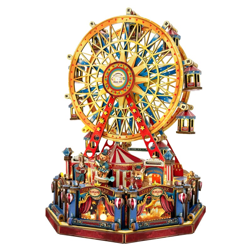 STRUCWOOD DIY 3D Wooden Puzzle Ferris WheelDIY Dollhouse Kit Circus Building ModelChristmas Decor Craft Sets with Lights and MusicGifts for Adults Teens Century Ferris WheelSQ69 - Image 3