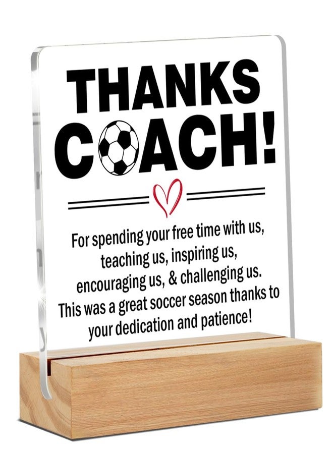 ZOSAN Soccer Coach Thank You Gifts, End of Season Soccer Gifts, Appreciation Gifts for Soccer Coach Clear Desk Decorative Sign Home Office Acrylic Decor - Image 1