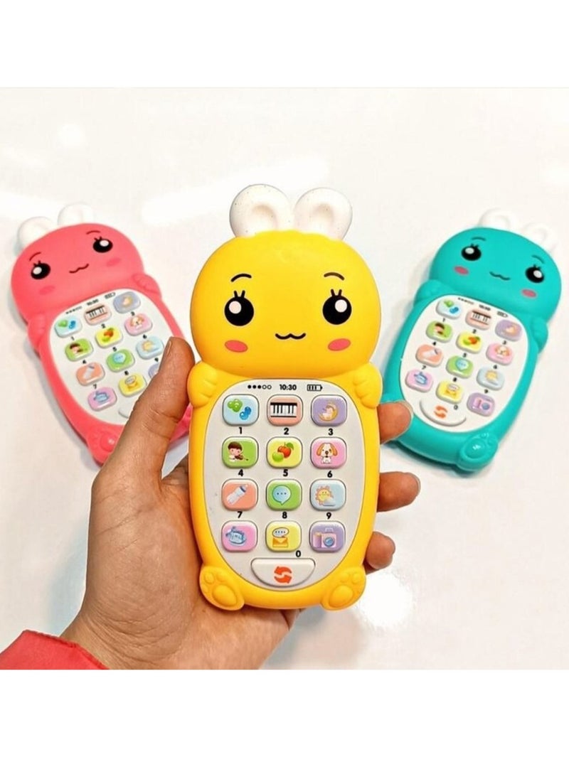 Musical phone for children in the shape of a rabbit. It gives the child enjoyable times and develops his mental skills. It is suitable for boys and girls over 18 months old.