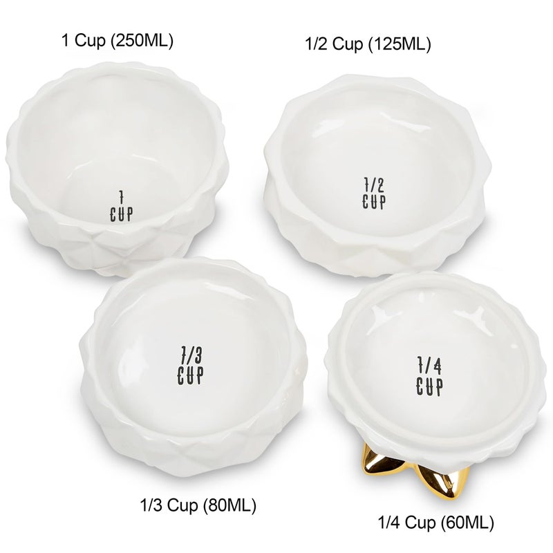 VOTUM Set of 4 Decorative Pineapple Shaped Stackable Ceramic Kitchen Measuring Cups in 4 Assorted Sizes - Image 4