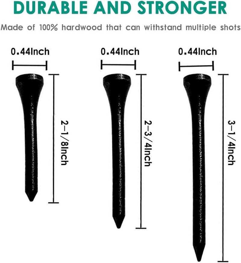THIODOON Golf Tees Professional Natural Wood Golf Tees Pack of 100, Golfing Tees Multiple Colors Size 3-1/4 inch, 2-3/4 inch or 2-1/8 inch, Tall Golf Tees Bulk Reduce Side Spin and Friction - Image 3