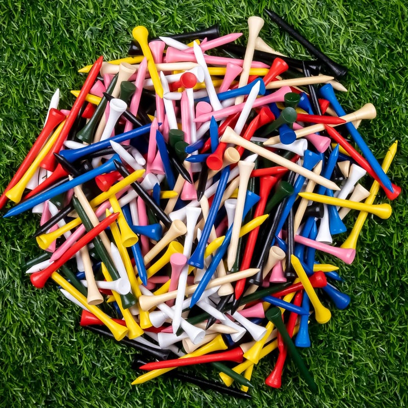 THIODOON Golf Tees Professional Natural Wood Golf Tees Pack of 100, Golfing Tees Multiple Colors Size 3-1/4 inch, 2-3/4 inch or 2-1/8 inch, Tall Golf Tees Bulk Reduce Side Spin and Friction - Image 1