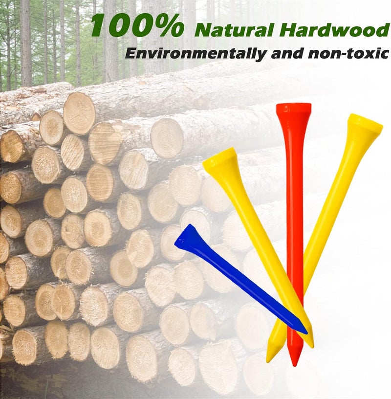 THIODOON Golf Tees Professional Natural Wood Golf Tees Pack of 100, Golfing Tees Multiple Colors Size 3-1/4 inch, 2-3/4 inch or 2-1/8 inch, Tall Golf Tees Bulk Reduce Side Spin and Friction - Image 4