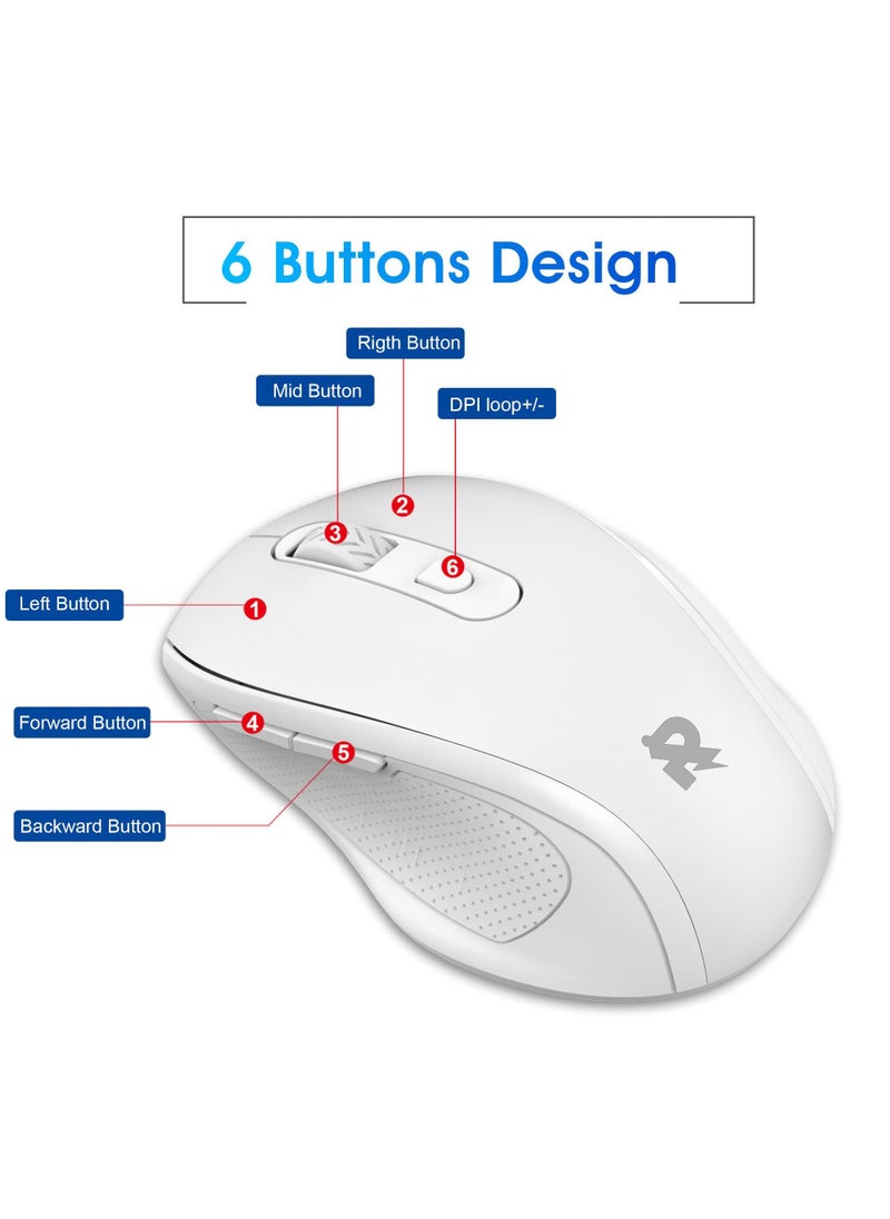 Rock Pow - Wireless Mouse Ergonomic PC Mouse with USB Receiver for Computer Laptop Desktop 3 DPI Adjustable Silent Click Comfortable Ergo Mouse 10M Wireless Connection Ultra-fast Scroll - Image 1