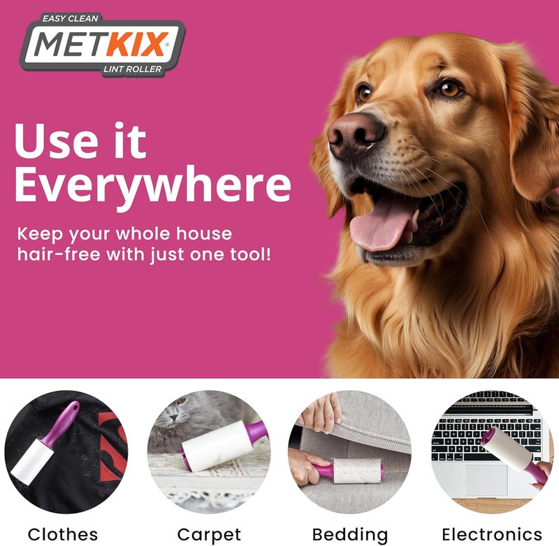 Metkix ماسحات الوبر لإزالة شعر الحيوانات الأليفة، لاصقة جداً، مجموعة قيمة 400 ورقة، فرشاة وبر لإزالة الوبر، مزيل شعر القطط والكلاب للأثاث والملابس - Image 3