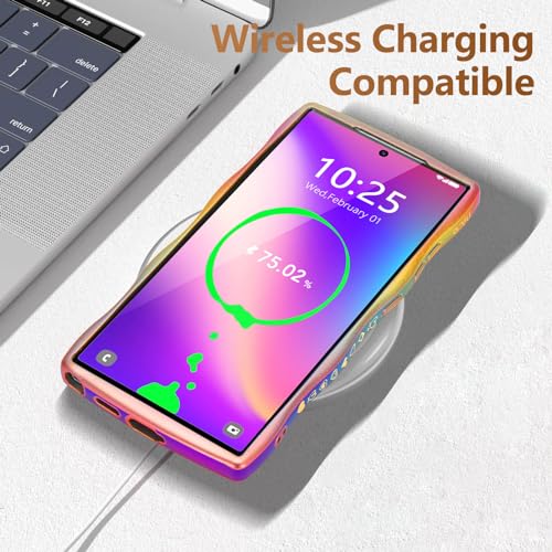 LCHULLE for Samsung Galaxy S24 Ultra Case for Women Girls, Cute Wave Frame Curly Shape with Love Heart Camera Protection Luxury Plating Shockproof Case for Galaxy S24 Ultra 5G, Colorful Dark Purple - Image 5