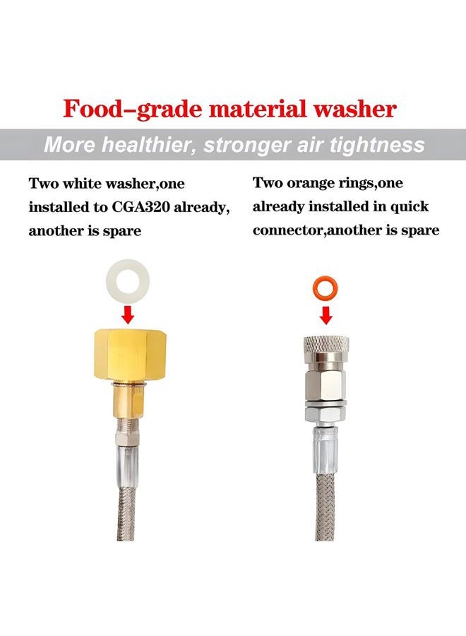 Vavoger Soda Machine Co2 Adapter with High Pressure Stainless Steel External Hose, CGA320 Co2 Tank Direct Adapter to TR21-4 Soda Water Machine Compatible with Jet Aqua Fizz(36 inch) - Image 3