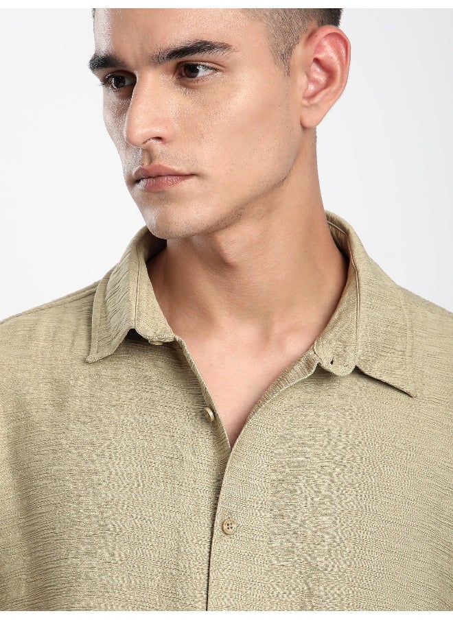 Beyoung Beige Crinkled Shirt  - Image 5