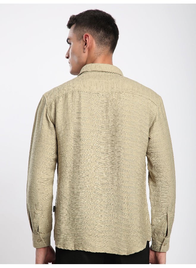 Beyoung Beige Crinkled Shirt  - Image 3