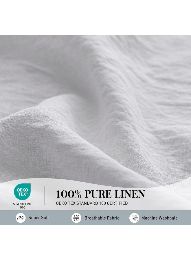 Simple&Opulence 100% Linen Duvet Cover Set, 3 PCS Natural French Flax White Duvet Cover King Size, Breathable Soft Comfy Linen Bedding Comforter Cover with 2 Pillowcases(White, 104"x92") - Image 4