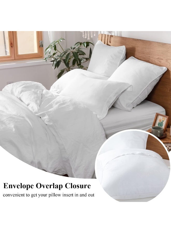 Simple&Opulence 100% Linen Duvet Cover Set, 3 PCS Natural French Flax White Duvet Cover King Size, Breathable Soft Comfy Linen Bedding Comforter Cover with 2 Pillowcases(White, 104"x92") - Image 2