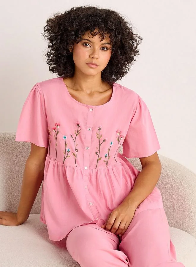 Splash FAV Pyjama Set Button-Down Top and Pants Cotton