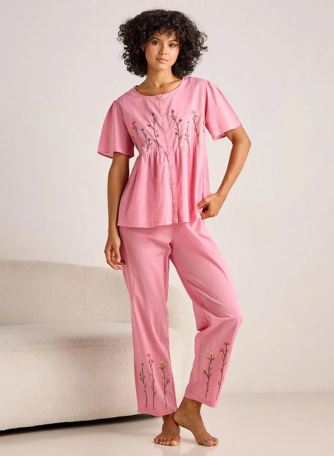 Splash FAV Pyjama Set Button Down Top and Pants Cotton