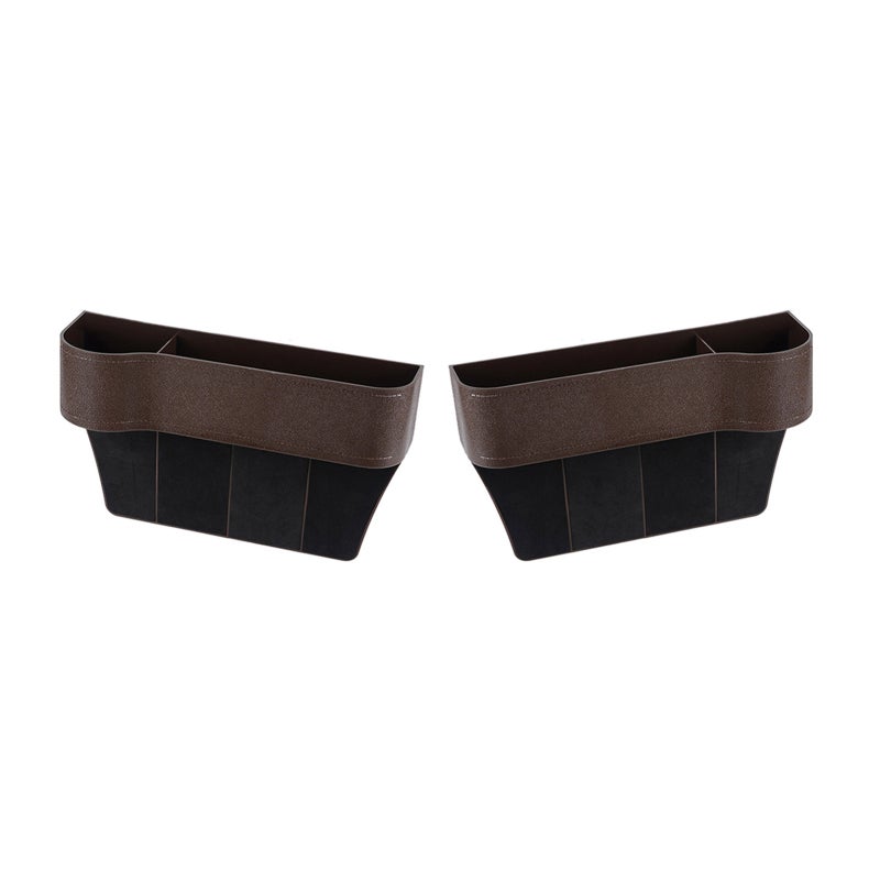 Car Seat Gap Organizer: 2Pcs Black ABS Material - Non-Slip Abrasion-Resistant Multi-Functional Compartments Front Seat Car Organizer for Car Front Seat Storage - Image 1