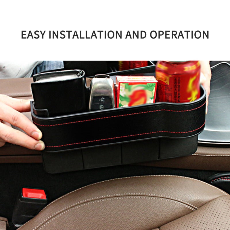 Car Seat Gap Organizer: 2Pcs Black ABS Material - Non-Slip Abrasion-Resistant Multi-Functional Compartments Front Seat Car Organizer for Car Front Seat Storage - Image 4