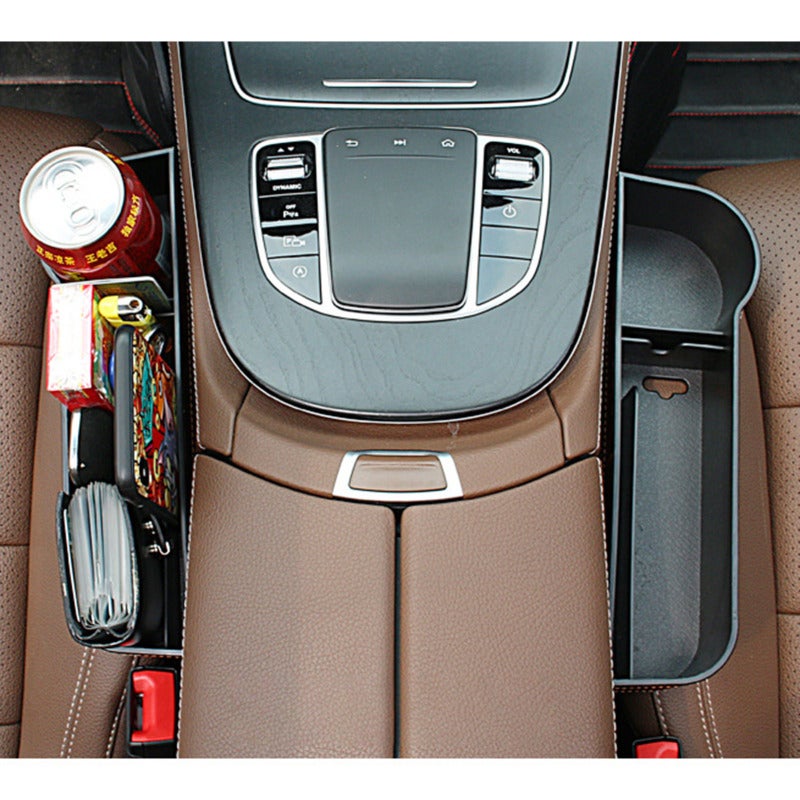 Car Seat Gap Organizer: 2Pcs Black ABS Material - Non-Slip Abrasion-Resistant Multi-Functional Compartments Front Seat Car Organizer for Car Front Seat Storage - Image 3