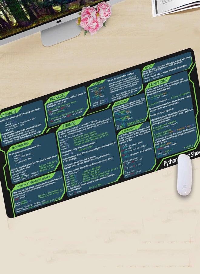 Designfullprint Python Cheat Sheet Mousepad for Beginner, Python Reference Guide Desk Mat, Python CheatSheet for Software Engineers, Gift for AI Programmer Desk Mat KMH - Image 4