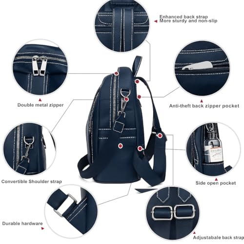 MUCHOVA Stylish Anti Theft Women's Fashion Backpack | Sling | Shoulder | Handbag | Ladies Purse | College Bag for Girls | Crossbody | Casual | Daypack (Blue) - Image 3