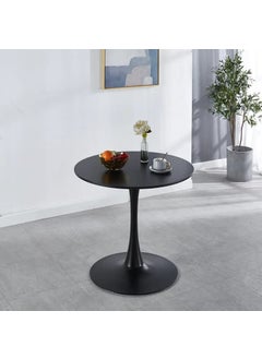 Device Bas with BROWN ART SHOPPEE Engineered Wood Round Coffee Table with Pillar Modern Round Side Entryway Living Room Tables for Small Spaces Magazines Books and Plants Black