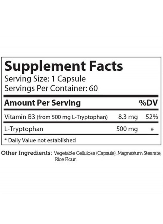 Zahler - L-Tryptophan 500mg Supplement, High Potency Serotonin Booster, Certified Kosher, 60 Capsules - Image 1