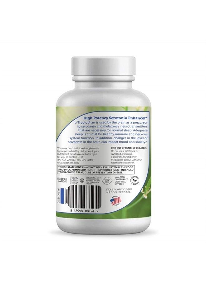 Zahler - L-Tryptophan 500mg Supplement, High Potency Serotonin Booster, Certified Kosher, 60 Capsules - Image 1