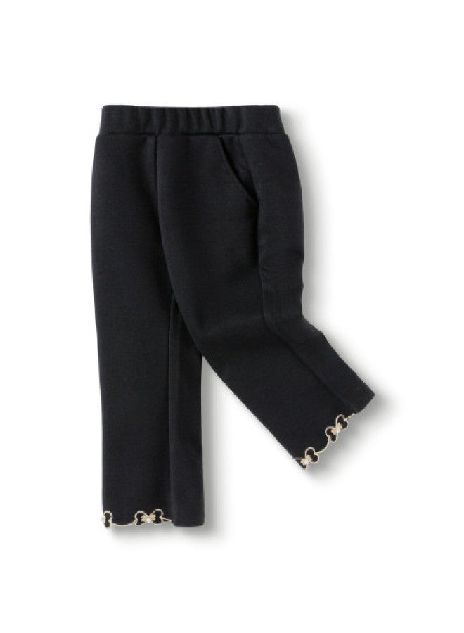 Balabala Versatile Kids' Pants Girls' Knitted Trousers Spring/autumn Casual Pants With Exquisite Minimalist Bow Embroidery Sweet Style - Image 1