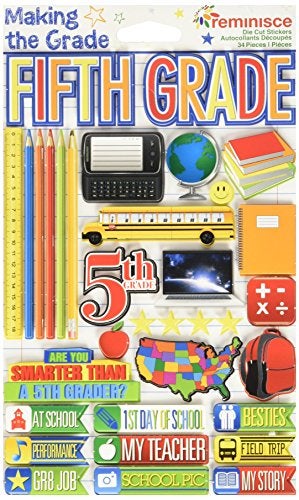 Reminisce Making the Grade 3D Sticker. This package contains one 7.5 inch x 4.5 inch self-adhesive sticker sheet. Sold separately. Made in China. - Image 3
