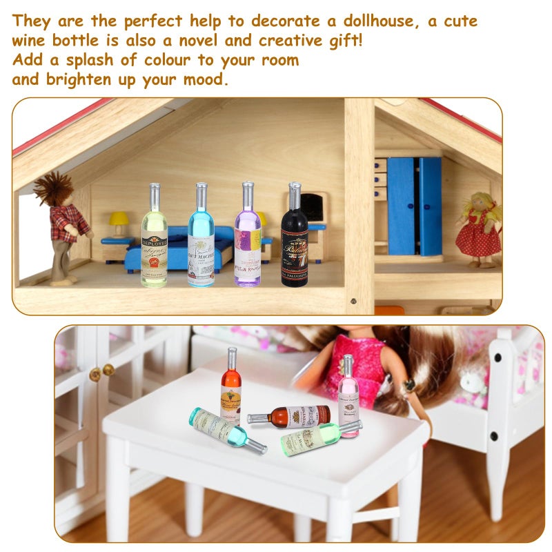 LLOUSSAK 10 Pcs 1:12 Scale Mini Wine Bottles Cake Toppers Wine Drinks Decoration Beer Glass Model Mini House Drink Accessories for Dollhouse Miniature Bottles Cake Decorations - Image 5
