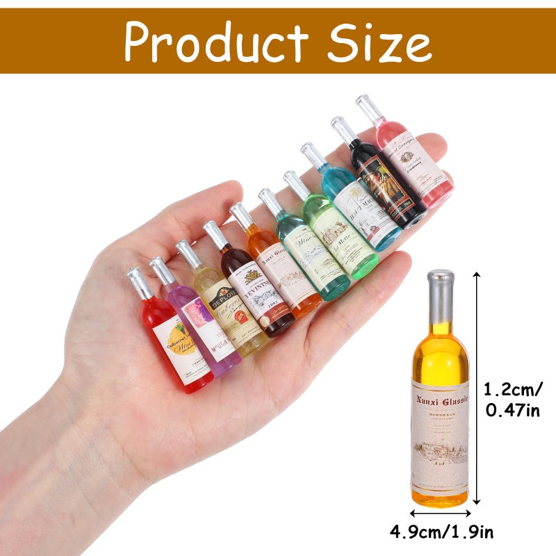 LLOUSSAK 10 Pcs 1:12 Scale Mini Wine Bottles Cake Toppers Wine Drinks Decoration Beer Glass Model Mini House Drink Accessories for Dollhouse Miniature Bottles Cake Decorations - Image 2
