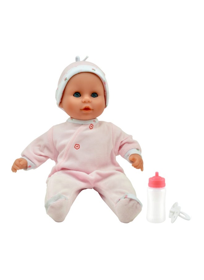 dolls world Little Treasure 15 inch Baby Doll With Sleeping Eyes Bottle & Dummy from Peterkin gift for kids of Age above 18 months  - Image 3