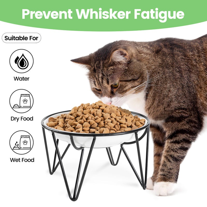 Kitwinney Ceramic Cat Bowls, 2 Pack - Raised, Whisker Friendly, Anti-Vomiting Cat Food Plates - Hygienic, Secure Material, Elegant Stand, 10 oz, for Indoor Cats & Kittens - Image 4