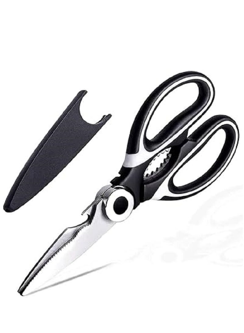 Generic Durable Stainless Steel Sharp Kitchen Scissors Multi-Purpose for Cutting Meat, Food, Chicken, Fish, Poultry with Cover  - Image 1