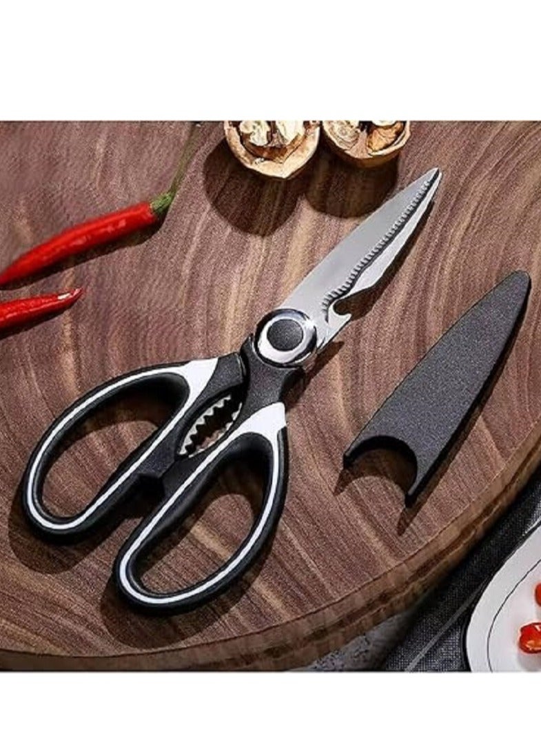Generic Durable Stainless Steel Sharp Kitchen Scissors Multi-Purpose for Cutting Meat, Food, Chicken, Fish, Poultry with Cover  - Image 2