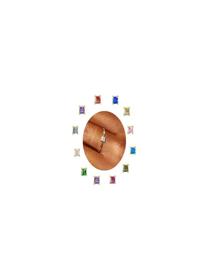 CANDYFANCY Birthstone Rings for Women Stackable Ring Dainty Gold Plated Square CZ April Diamond Clear Cubic Zircon Gemstone Ring for Mom wife Jewelry Gift for Birthday Anniversary Jewelry Size 9 - Image 1
