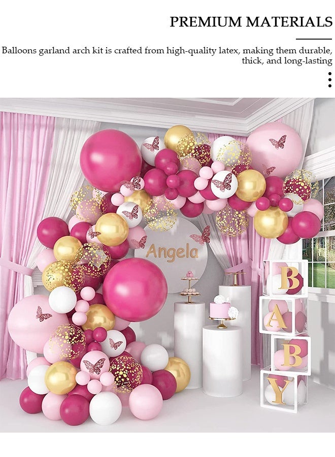 DUNISO 129PCS PCS Balloon Garland Arch Kit With Butterfly Stickers Metallic Pastel White Latex Balloons Set For Baby Wedding Birthday Party Background Decorations School Opening Ceremony - Image 3