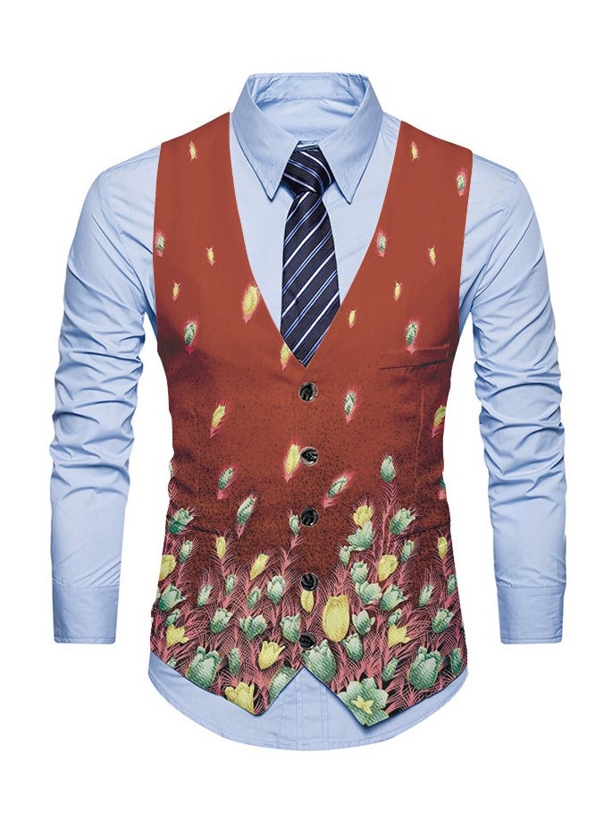 KUYING New Fashionable Personalized Printed Men's Suit Vest  - Image 1