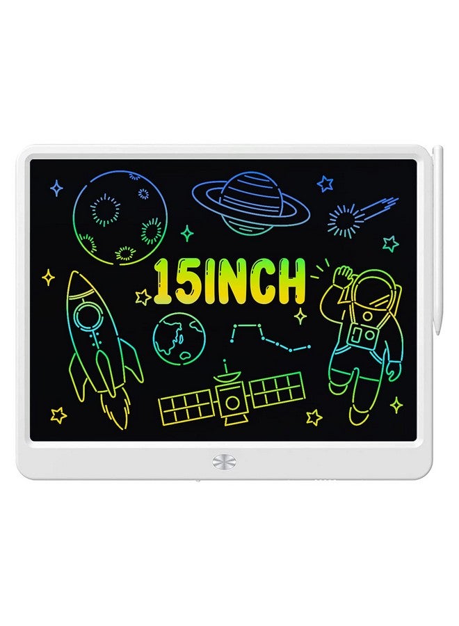 Proffisy LCD Writing Tablets, 15 Inch Colorful E-Writing Pad, Paperless MeMo E-Note Board for Kids Drawing, Learning, Portable Elecrtonic Handwriting Board for Home School Office (White) - Image 1